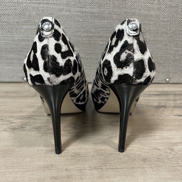 MICHAEL KORS MK Flex Mid pump Cream Printed Calf Hair CHEETAH Animal Print 9.5M - Picture 4 of 9